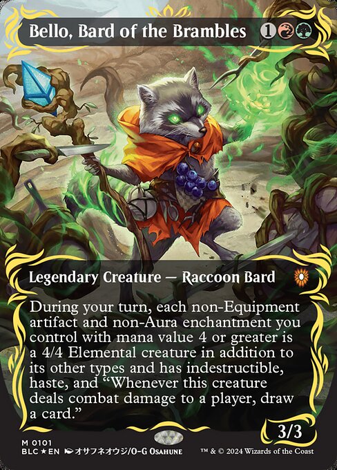 During your turn, each non-Equipment artifact and non-Aura enchantment you control with mana value 4 or greater is a 4/4 Elemental creature in addition to its other types and has indestructible, haste, and "Whenever this creature deals combat damage to a player, draw a card."
