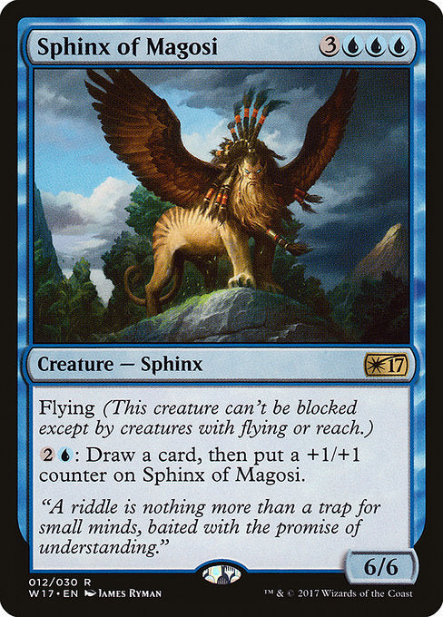 Flying
{2}{U}: Draw a card, then put a +1/+1 counter on Sphinx of Magosi.