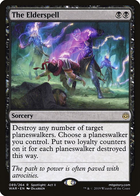 Destroy any number of target planeswalkers. Choose a planeswalker you control. Put two loyalty counters on it for each planeswalker destroyed this way.