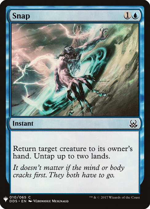 Return target creature to its owner's hand. Untap up to two lands.
