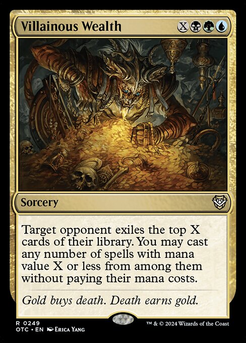 Target opponent exiles the top X cards of their library. You may cast any number of spells with mana value X or less from among them without paying their mana costs.