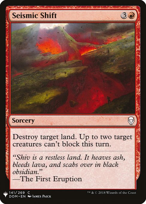 Destroy target land. Up to two target creatures can't block this turn.