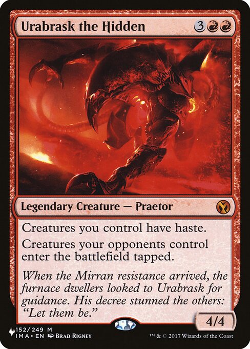 Creatures you control have haste.
Creatures your opponents control enter the battlefield tapped.