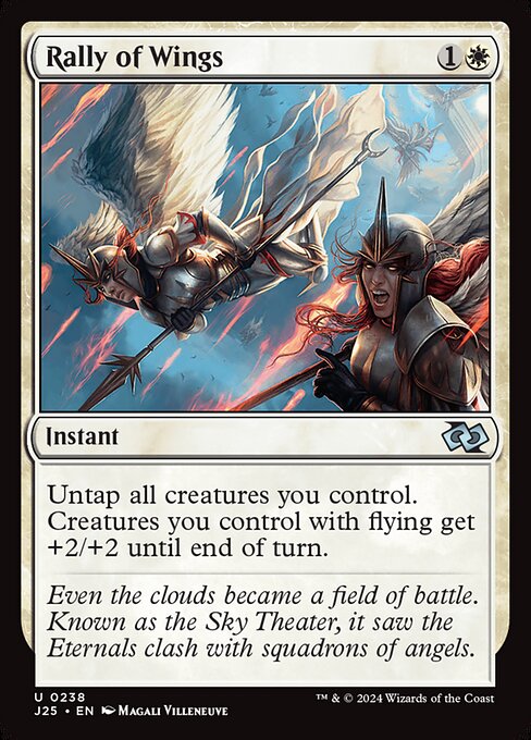 Untap all creatures you control. Creatures you control with flying get +2/+2 until end of turn.