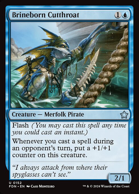 Flash (You may cast this spell any time you could cast an instant.)
Whenever you cast a spell during an opponent's turn, put a +1/+1 counter on this creature.
