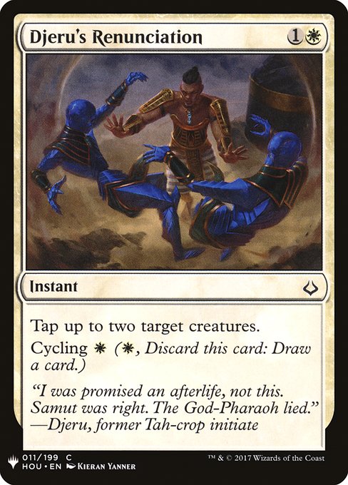 Tap up to two target creatures.
Cycling {W} ({W}, Discard this card: Draw a card.)