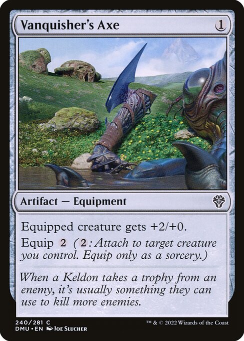 Equipped creature gets +2/+0.
Equip {2} ({2}: Attach to target creature you control. Equip only as a sorcery.)
