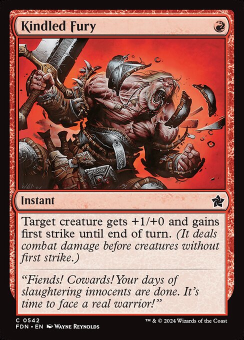 Target creature gets +1/+0 and gains first strike until end of turn. (It deals combat damage before creatures without first strike.)