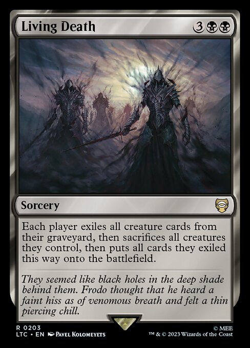 Each player exiles all creature cards from their graveyard, then sacrifices all creatures they control, then puts all cards they exiled this way onto the battlefield.