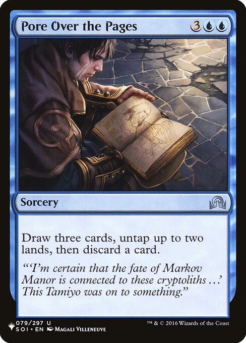 Draw three cards, untap up to two lands, then discard a card.