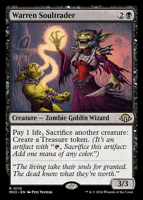 Pay 1 life, Sacrifice another creature: Create a Treasure token. (It's an artifact with "{T}, Sacrifice this artifact: Add one mana of any color.")