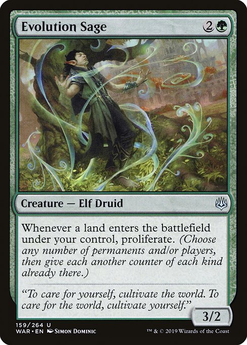 Landfall — Whenever a land enters the battlefield under your control, proliferate. (Choose any number of permanents and/or players, then give each another counter of each kind already there.)