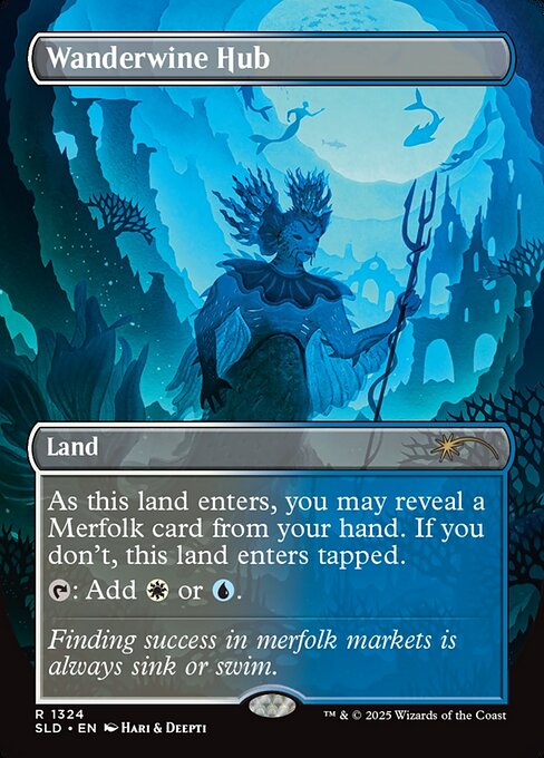 As this land enters, you may reveal a Merfolk card from your hand. If you don't, this land enters tapped.
{T}: Add {W} or {U}.