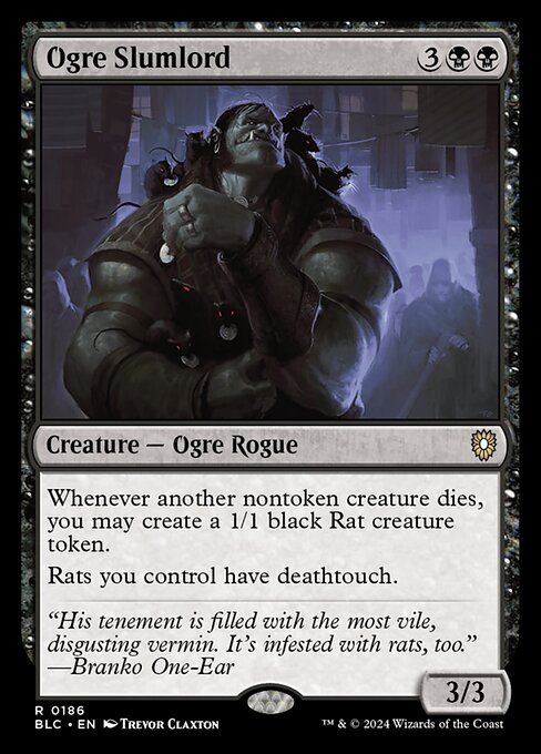 Whenever another nontoken creature dies, you may create a 1/1 black Rat creature token.
Rats you control have deathtouch.
