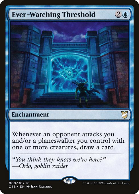 Whenever an opponent attacks, if they attacked you and/or a planeswalker you control, draw a card.