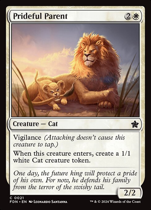 Vigilance (Attacking doesn't cause this creature to tap.)
When this creature enters, create a 1/1 white Cat creature token.