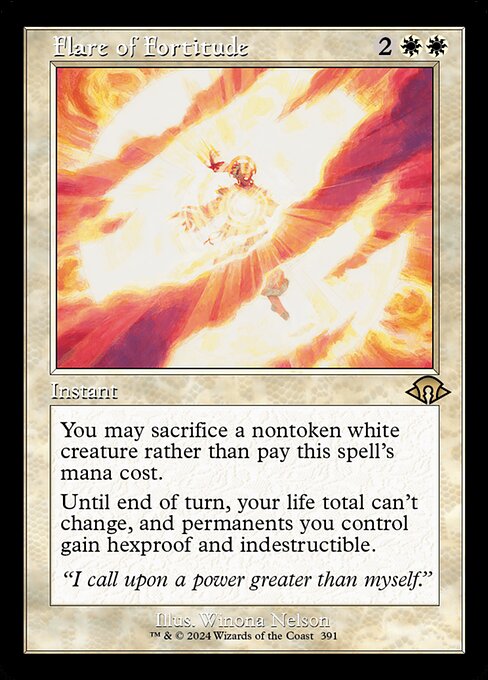 You may sacrifice a nontoken white creature rather than pay this spell's mana cost.
Until end of turn, your life total can't change, and permanents you control gain hexproof and indestructible.