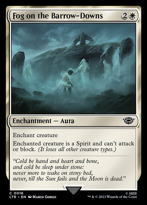 Enchant creature
Enchanted creature is a Spirit and can't attack or block. (It loses all other creature types.)