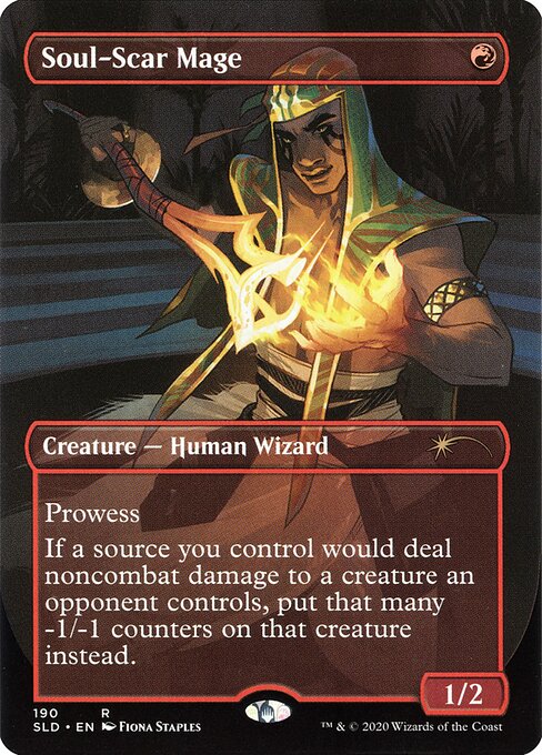 Prowess
If a source you control would deal noncombat damage to a creature an opponent controls, put that many -1/-1 counters on that creature instead.