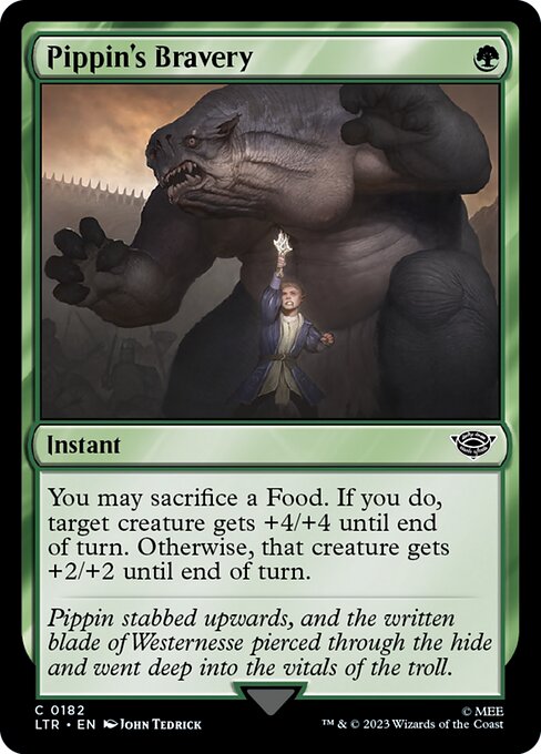 You may sacrifice a Food. If you do, target creature gets +4/+4 until end of turn. Otherwise, that creature gets +2/+2 until end of turn.