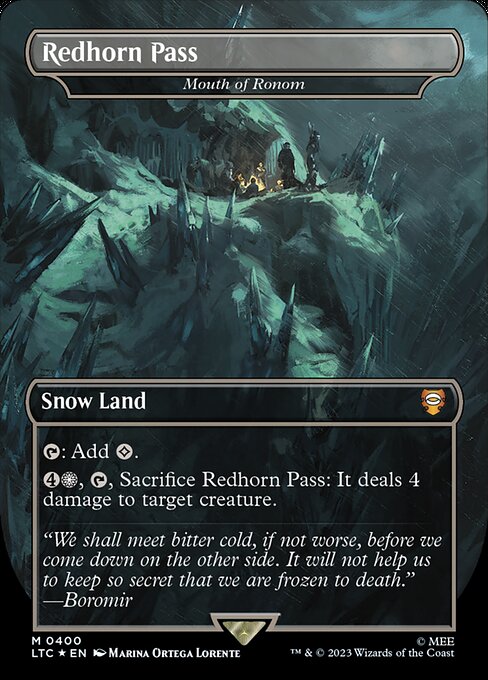 {T}: Add {C}.
{4}{S}, {T}, Sacrifice Mouth of Ronom: It deals 4 damage to target creature. ({S} can be paid with one mana from a snow source.)