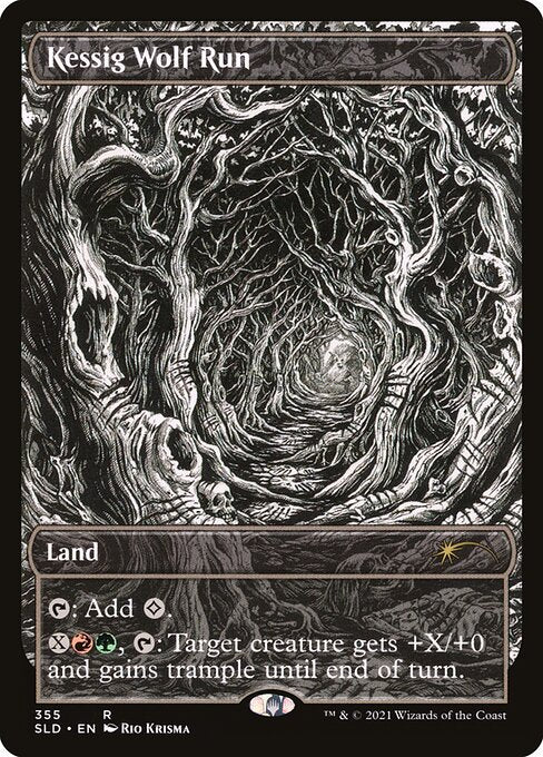 {T}: Add {C}.
{X}{R}{G}, {T}: Target creature gets +X/+0 and gains trample until end of turn.