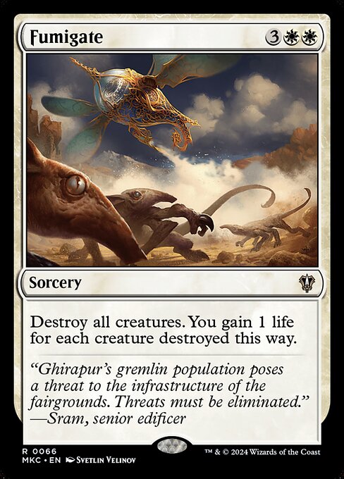 Destroy all creatures. You gain 1 life for each creature destroyed this way.