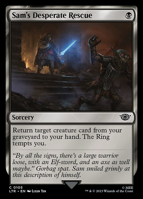 Return target creature card from your graveyard to your hand. The Ring tempts you.