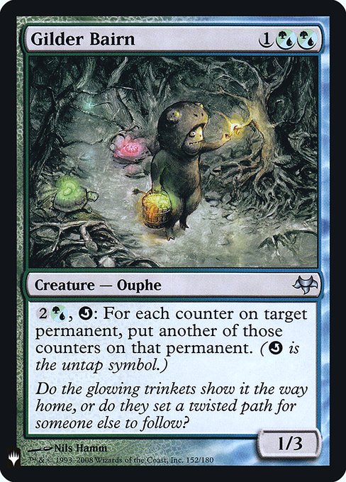 {2}{G/U}, {Q}: Double the number of each kind of counter on target permanent. ({Q} is the untap symbol.)