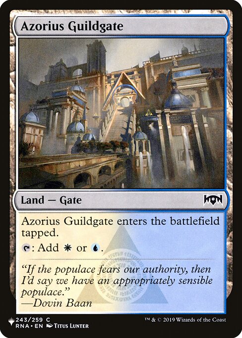 This land enters tapped.
{T}: Add {W} or {U}.
