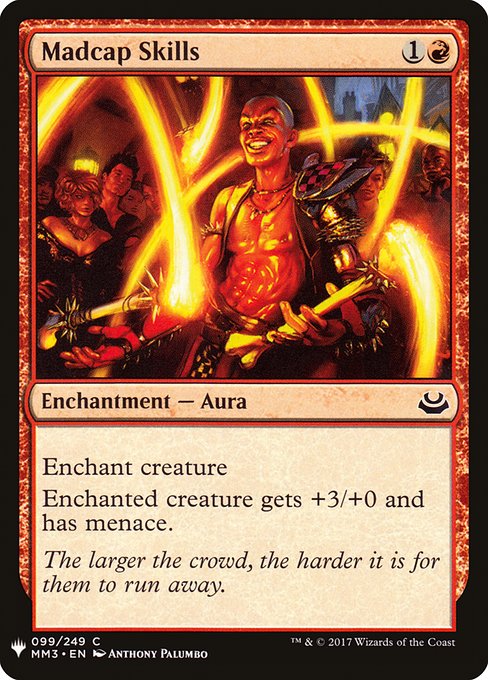 Enchant creature
Enchanted creature gets +3/+0 and has menace.