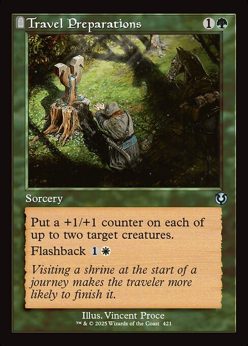 Put a +1/+1 counter on each of up to two target creatures.
Flashback {1}{W} (You may cast this card from your graveyard for its flashback cost. Then exile it.)