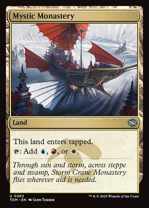 This land enters tapped.
{T}: Add {U}, {R}, or {W}.