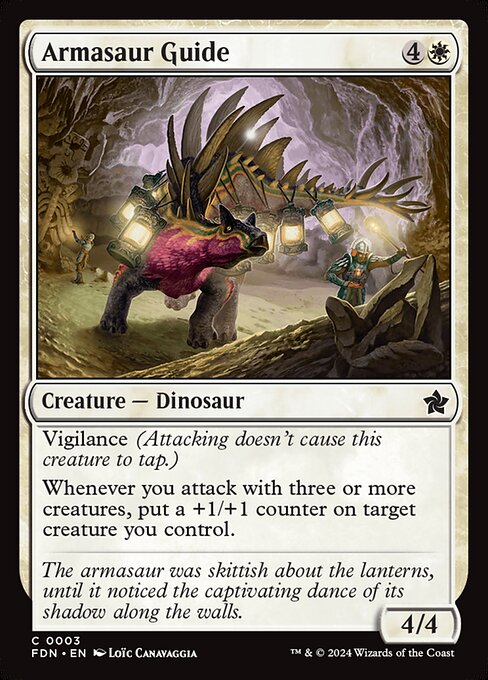 Vigilance (Attacking doesn't cause this creature to tap.)
Whenever you attack with three or more creatures, put a +1/+1 counter on target creature you control.