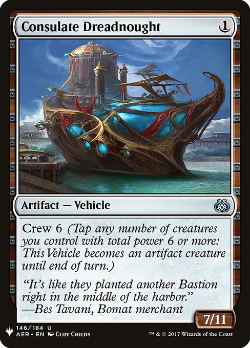 Crew 6 (Tap any number of creatures you control with total power 6 or more: This Vehicle becomes an artifact creature until end of turn.)