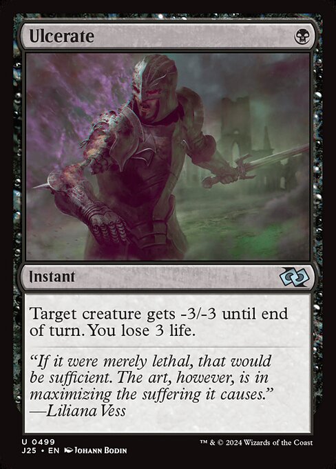 Target creature gets -3/-3 until end of turn. You lose 3 life.