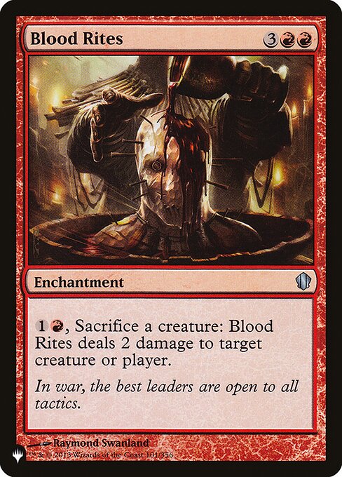 {1}{R}, Sacrifice a creature: Blood Rites deals 2 damage to any target.