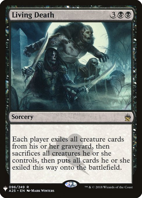 Each player exiles all creature cards from their graveyard, then sacrifices all creatures they control, then puts all cards they exiled this way onto the battlefield.