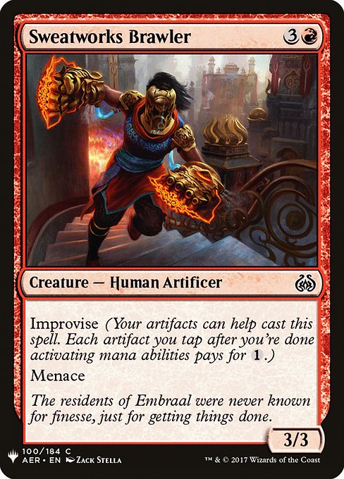 Improvise (Your artifacts can help cast this spell. Each artifact you tap after you're done activating mana abilities pays for {1}.)
Menace