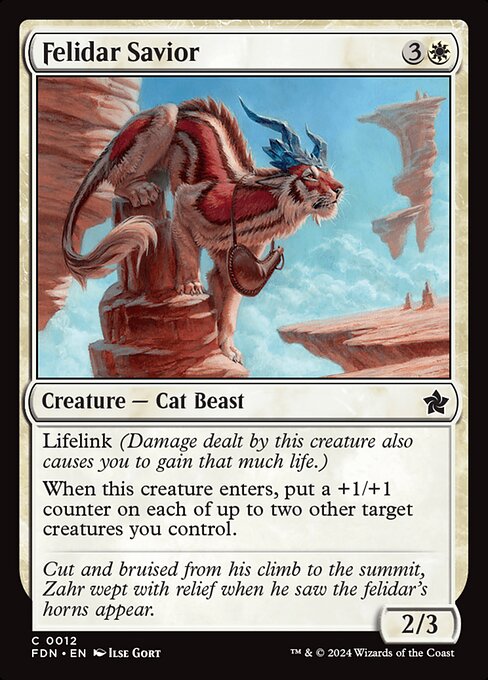 Lifelink (Damage dealt by this creature also causes you to gain that much life.)
When this creature enters, put a +1/+1 counter on each of up to two other target creatures you control.