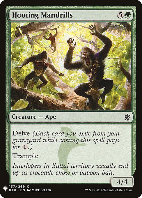 Delve (Each card you exile from your graveyard while casting this spell pays for {1}.)
Trample
