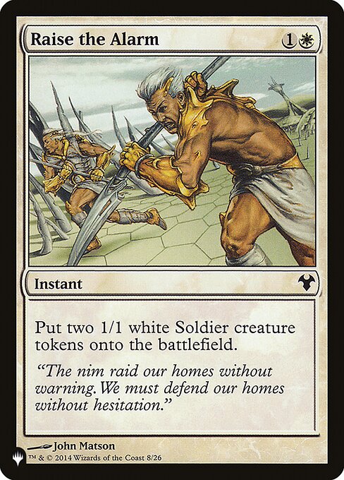 Create two 1/1 white Soldier creature tokens.