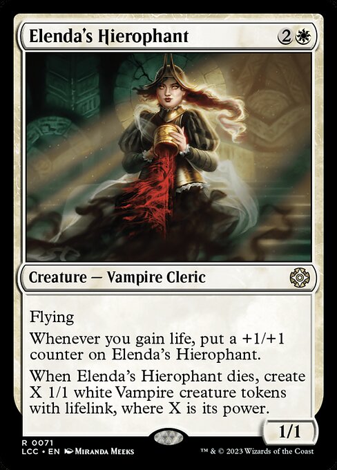 Flying
Whenever you gain life, put a +1/+1 counter on this creature.
When this creature dies, create X 1/1 white Vampire creature tokens with lifelink, where X is its power.