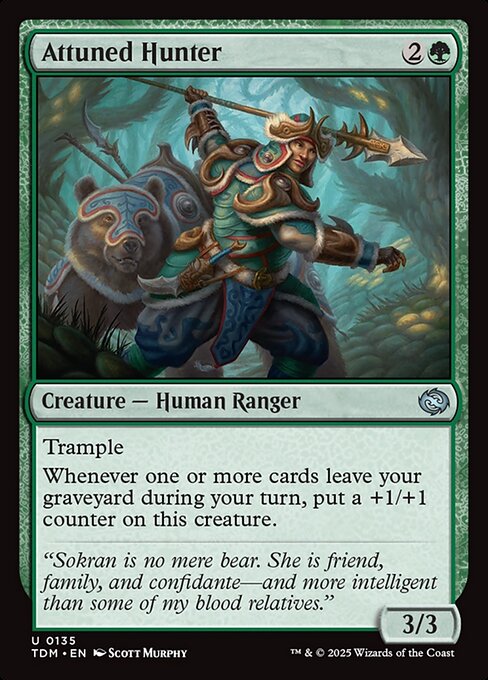 Trample
Whenever one or more cards leave your graveyard during your turn, put a +1/+1 counter on this creature.