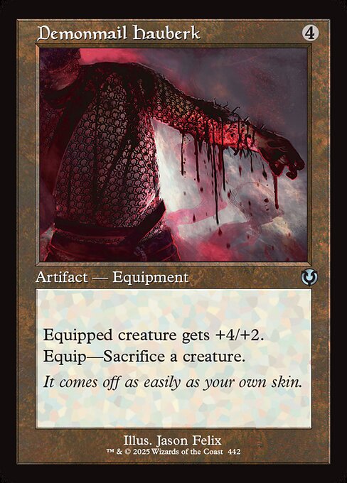 Equipped creature gets +4/+2.
Equip—Sacrifice a creature.