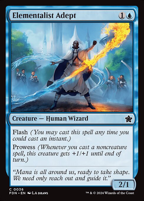 Flash (You may cast this spell any time you could cast an instant.)
Prowess (Whenever you cast a noncreature spell, this creature gets +1/+1 until end of turn.)