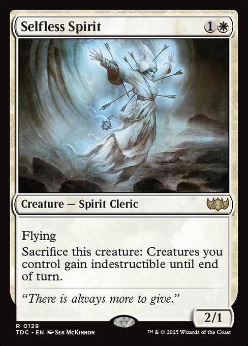 Flying
Sacrifice this creature: Creatures you control gain indestructible until end of turn.