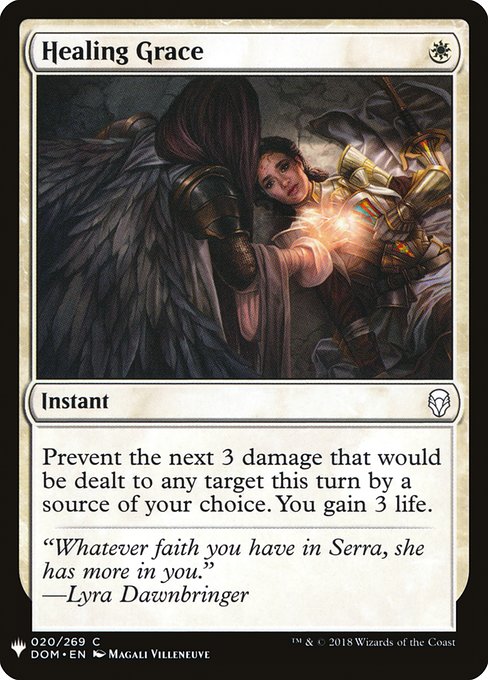 Prevent the next 3 damage that would be dealt to any target this turn by a source of your choice. You gain 3 life.