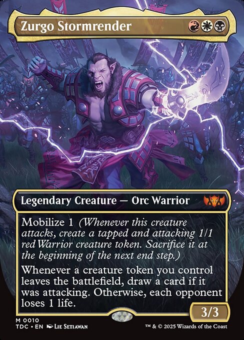 Mobilize 1 (Whenever this creature attacks, create a tapped and attacking 1/1 red Warrior creature token. Sacrifice it at the beginning of the next end step.)
Whenever a creature token you control leaves the battlefield, draw a card if it was attacking. Otherwise, each opponent loses 1 life.