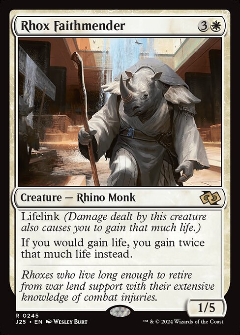 Lifelink (Damage dealt by this creature also causes you to gain that much life.)
If you would gain life, you gain twice that much life instead.